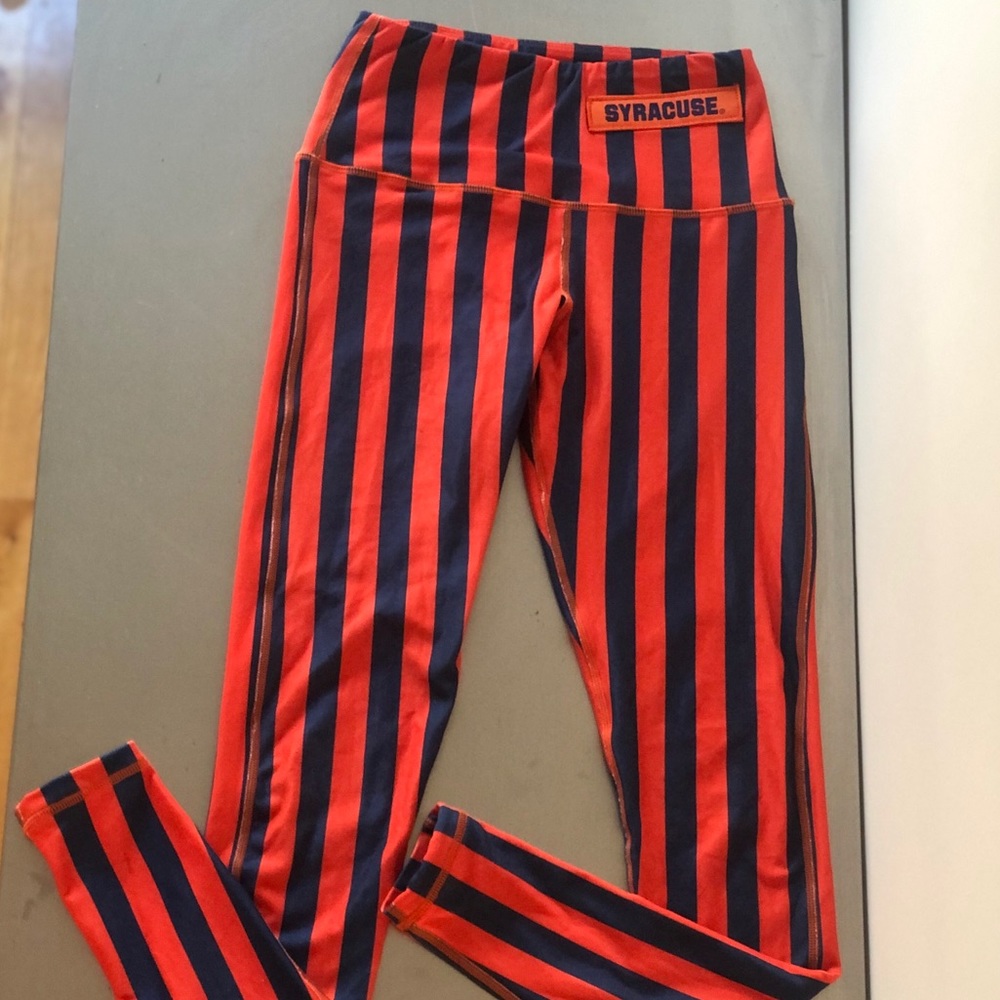 Syracuse game day navy & orange striped leggings